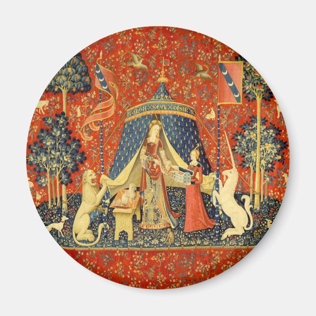 Unicorn Tapestries Dam Legend Medieval Magnet (Framsidan)