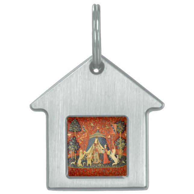 Unicorn Tapestries Dam Legend Medieval Namnbricka Husdjur (Framsidan)
