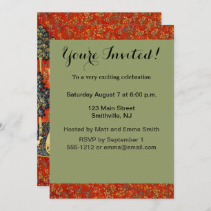 Unicorn Tapestries Dam Legend Myth Medieval Art Inbjudningar