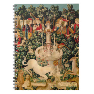 Unicorn Tapestries hittade Legend Myth Medieval Ar Anteckningsbok