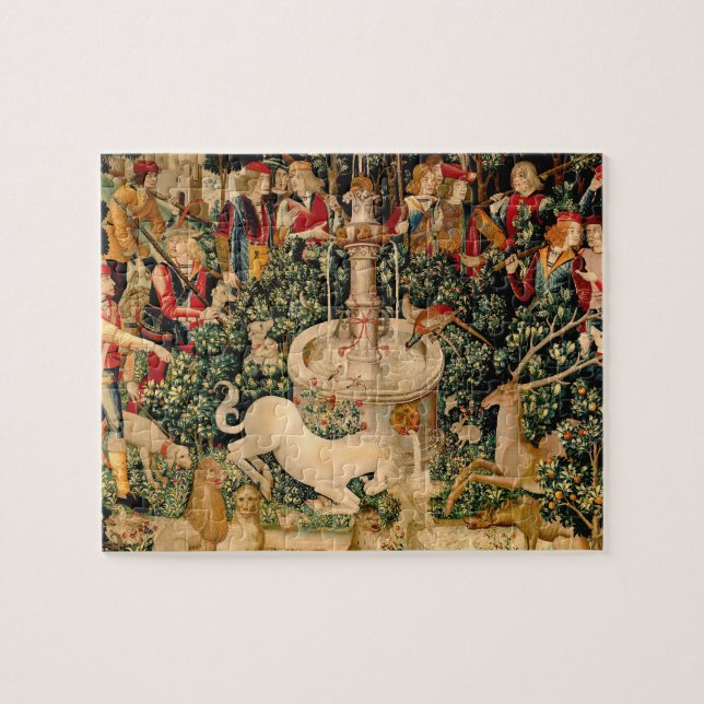 Unicorn Tapestries hittade Legend Myth Medieval Ar Pussel (Horisontell)