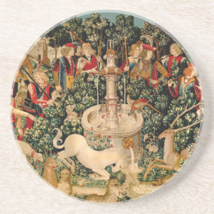 Unicorn Tapestries hittade Legend Myth Medieval Ar Underlägg