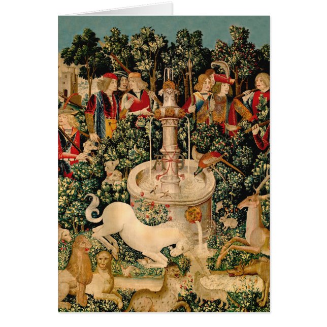 Unicorn Tapestries hittade Legend Mythical Hälsningskort (Framsidan)