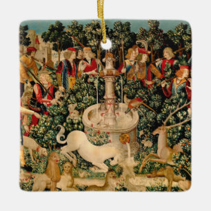 Unicorn Tapestries hittade Legend Mythical Julgransprydnad Keramik