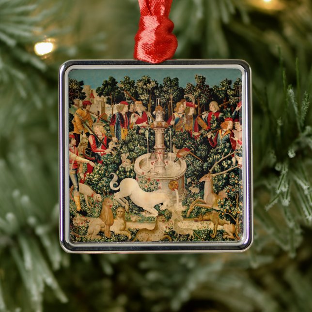 Unicorn Tapestries hittade Legend Mythical Julgransprydnad Metall (Träd)