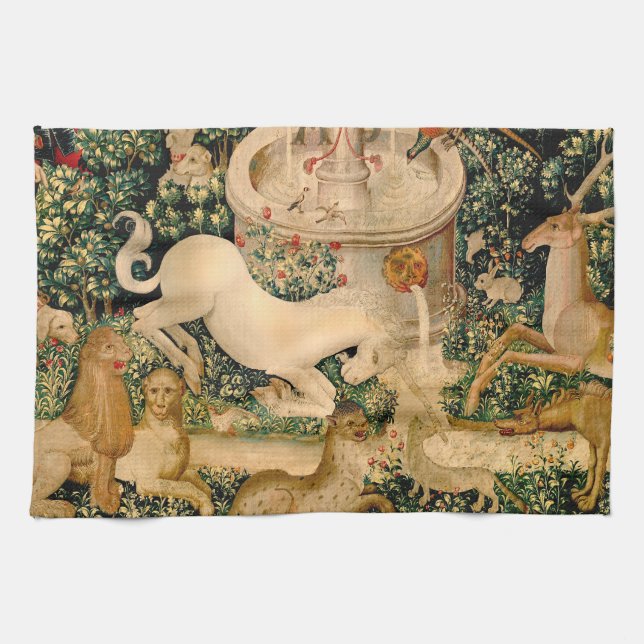 Unicorn Tapestries hittade Legend Mythical Kökshandduk (Horisontell)