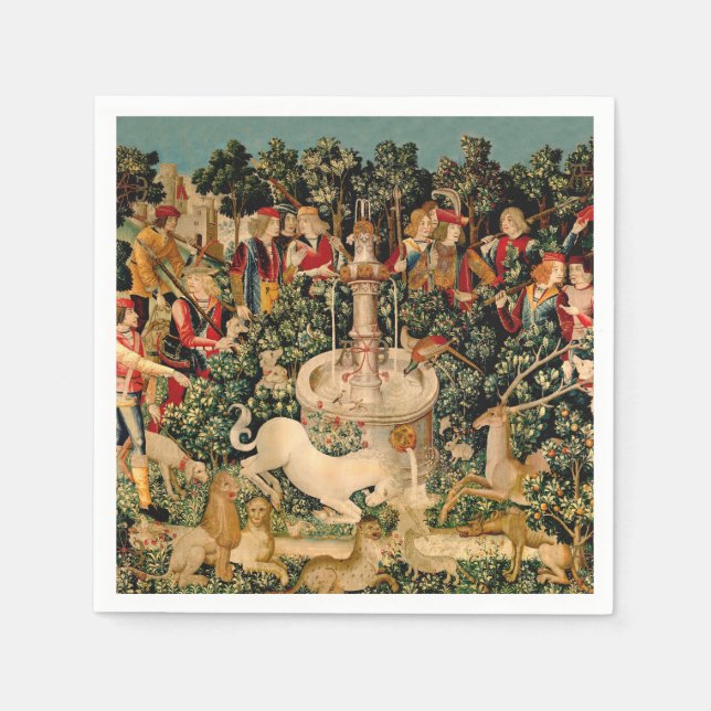 Unicorn Tapestries hittade Legend Mythical Pappersservett (Framsidan)