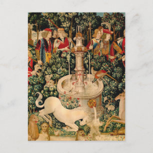 Unicorn Tapestries hittade Legend Mythical Vykort