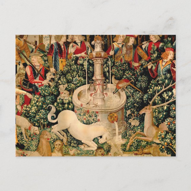 Unicorn Tapestries hittade Legend Mythical Vykort (Framsida)