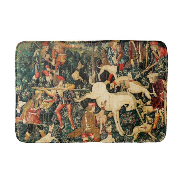 Unicorn Tapestries Medieval Classic försvarar Hunt Badrumsmatta (Framsidan)