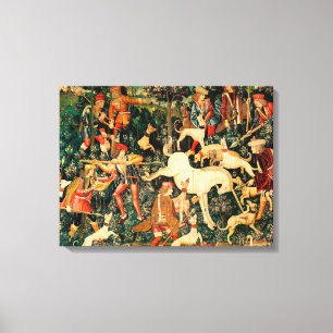 Unicorn Tapestries Medieval Classic försvarar Hunt Canvastryck