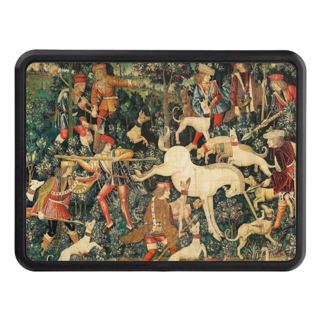 Unicorn Tapestries Medieval Classic försvarar Hunt Dragkroksskydd (Framsidan)