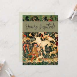 Unicorn Tapestries Medieval Classic försvarar Hunt Inbjudningar