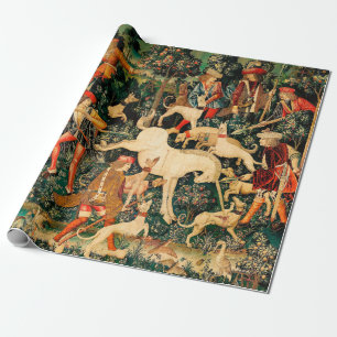 Unicorn Tapestries Medieval Classic försvarar Hunt Presentpapper