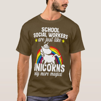 Unicorn Teacher Gift för School Social Worker T Shirt