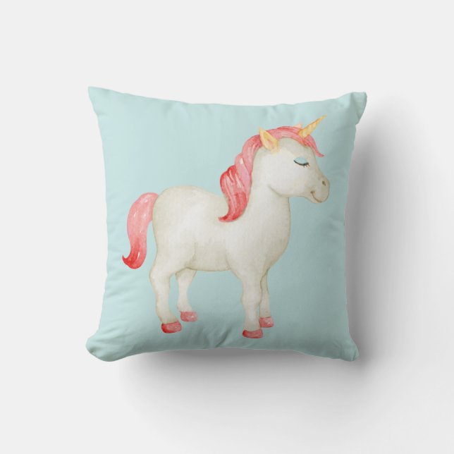 Unicorn Teal Dekorativ kudde (Framsida)
