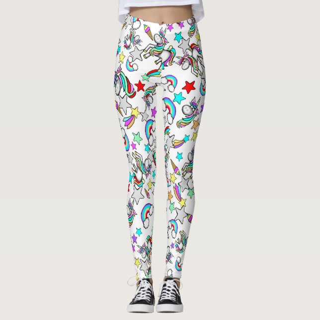 Unicorn Tecknad Dam Leggings (Framsida)