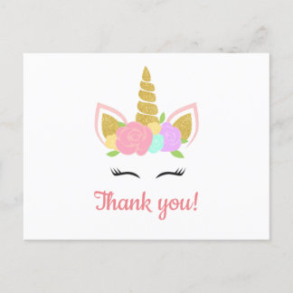 Unicorn Thank You Postcard Vykort