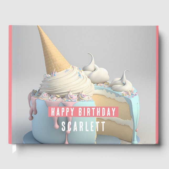 Unicorn thema Birthdays Gästböcker (Framsida)