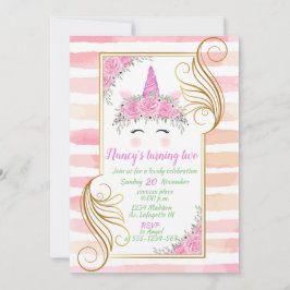 Unicorn Theme Baby Birthday-inbjudan Inbjudningar