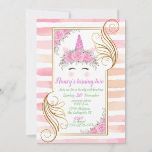 Unicorn Theme Baby Birthday-inbjudan Inbjudningar