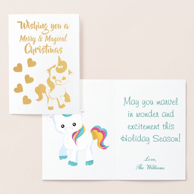 Unicorn Theme God jul Folierat Kort (Display)