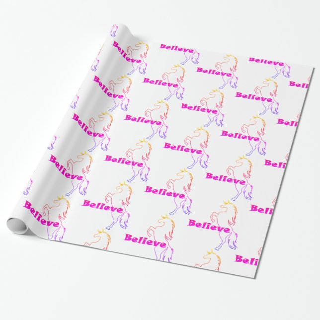 Unicorn Think Design - Glossy Wrapping Papper, 30 Presentpapper (Utrullad)