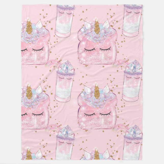 Unicorn Toast och Milkshake Fleecefilt (Framsidan)
