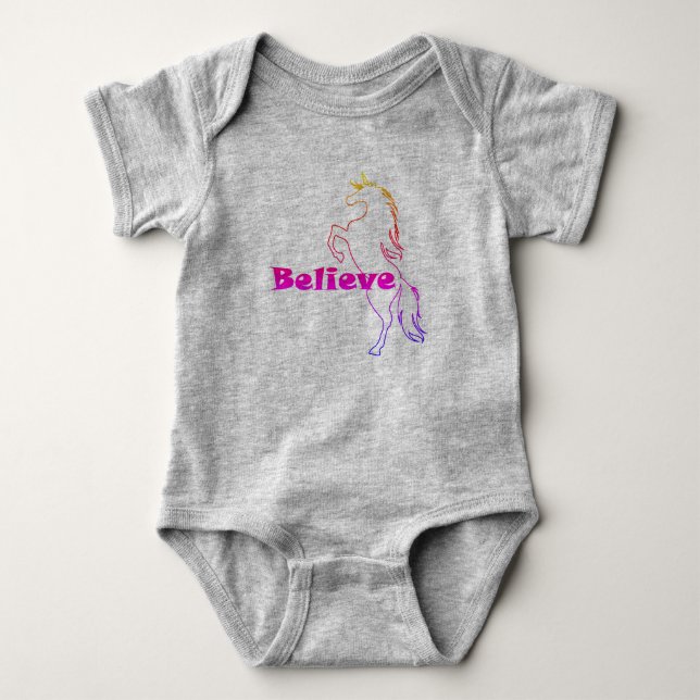 Unicorn Tro Design - Baby Jersey Bodykostym T Shirt (Framsida)