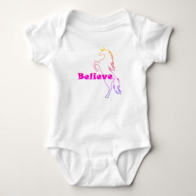 Unicorn Tro Design - Baby Jersey Bodykostym T Shirt (Framsida)