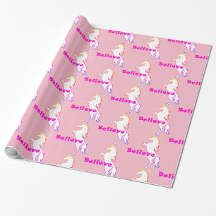 Unicorn Tro Designg - Glossy Wrapping Papper, 3 Presentpapper