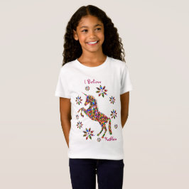 Unicorn Tro Flowers Glitter personalize T Shirt