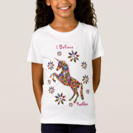 Unicorn Tro Flowers Glitter personalize T Shirt