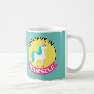 Unicorn "Tro på dig själv", motiverade teckning Kaffemugg