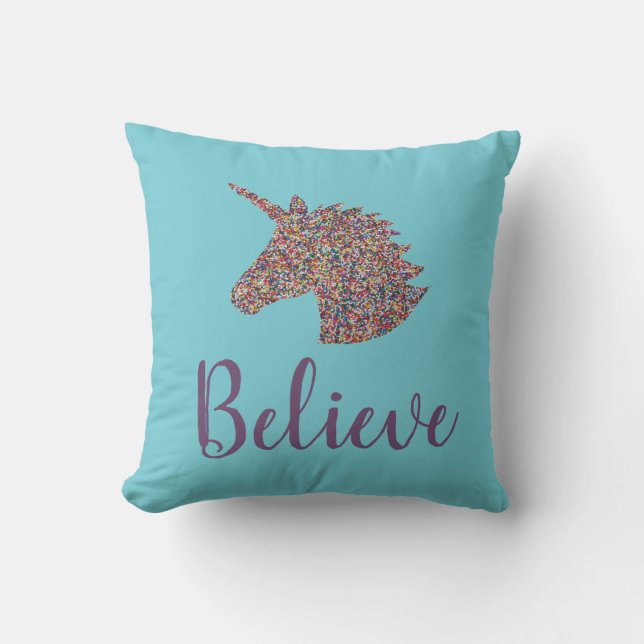 Unicorn Tro Rainbow Sprinkles Turcos Kudde (Framsida)