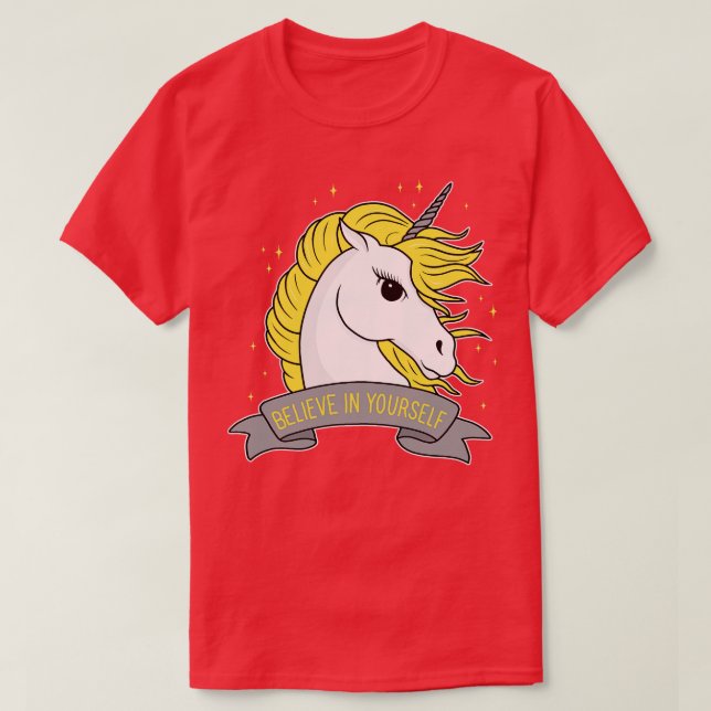Unicorn tror på dig själv t shirt (Design framsida)