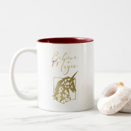 Unicorn tror på Magic Quote Typography Två-Tonad Mugg