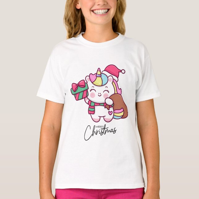 Unicorn Tshirt design for Christmas party  T Shirt (Framsida)