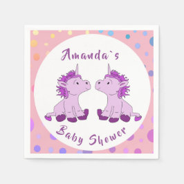 Unicorn Twin Girl Baby Shower Party Pappersservett