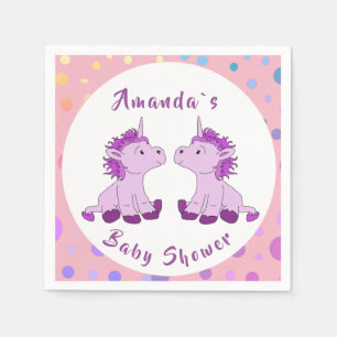 Unicorn Twin Girl Baby Shower Party Pappersservett