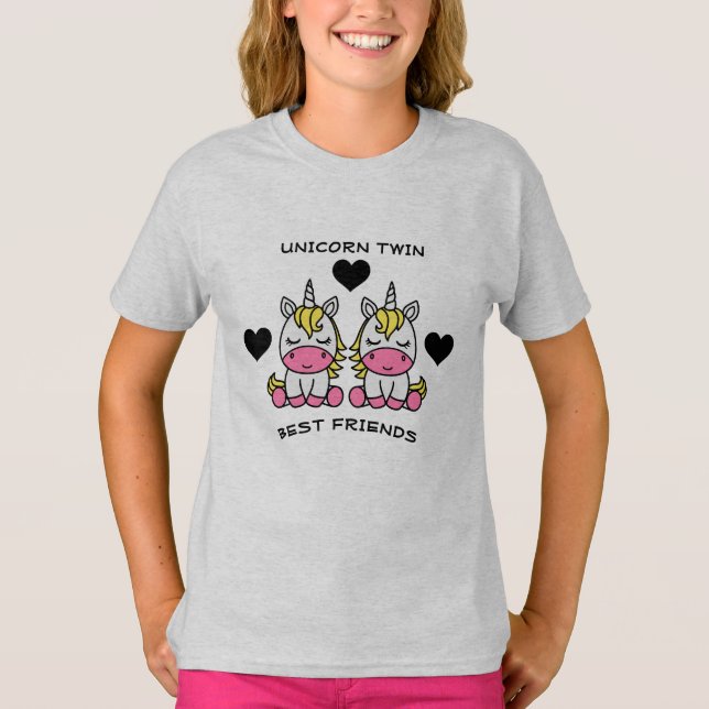 Unicorn Twin Sister T Shirt (Framsida)