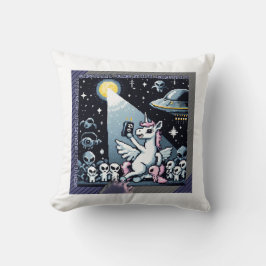 Unicorn UFO Selfie: Square Land (Pixel Art) #2 Kudde