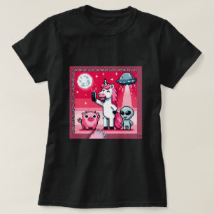 Unicorn UFO Selfie: Square Land (Pixel Art) #2 T Shirt