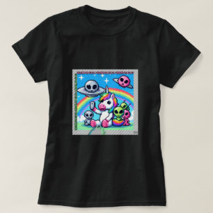 Unicorn UFO Selfie: Square Land (Pixel Art) #3 T Shirt