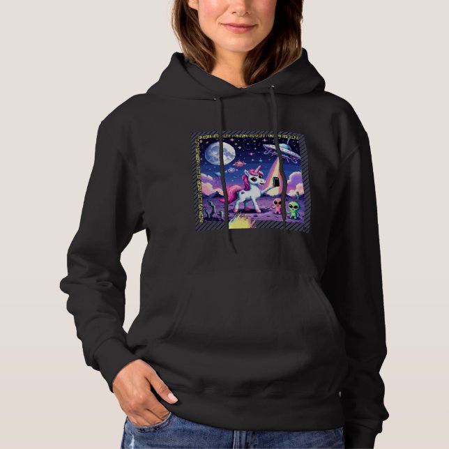 Unicorn UFO Selfie: Square Land (Pixel Art) #8 T Shirt (Framsida)