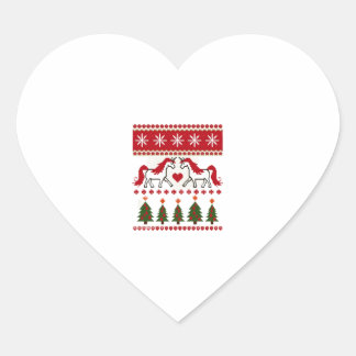 Unicorn Ugly Christmas Sweater Party T-Shirt (2) Hjärtformat Klistermärke