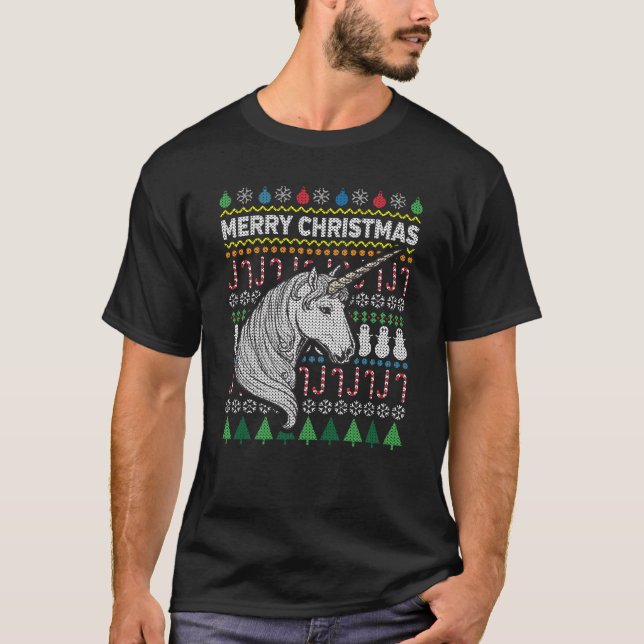 Unicorn Ugly jul Sweater Wildlife Series T Shirt (Framsida)
