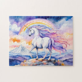 Unicorn under Soft Pastel Rainbow Clouds Pussel