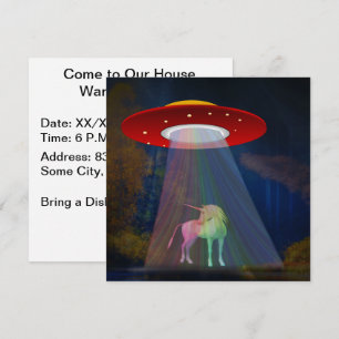 Unicorn under UFO Rainbow Beam på natten, ZKoA Inbjudningar