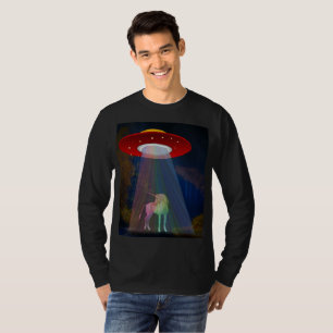 Unicorn under UFO Rainbow Beam på natten, ZKoA T Shirt